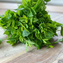 Load image into Gallery viewer, bunch of fresh mint on a wooden board
